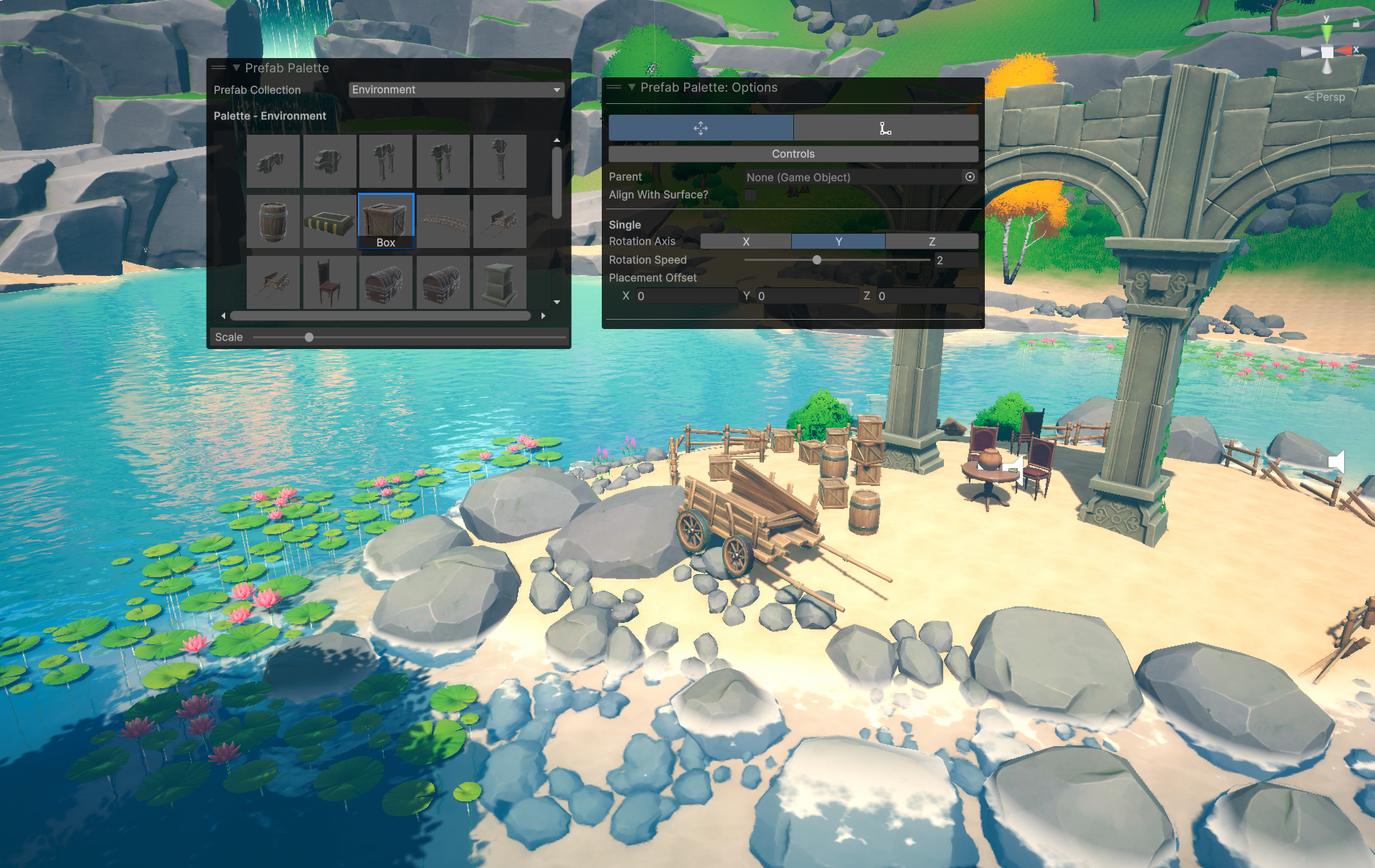 Prefab Palette running inside the Unity editor